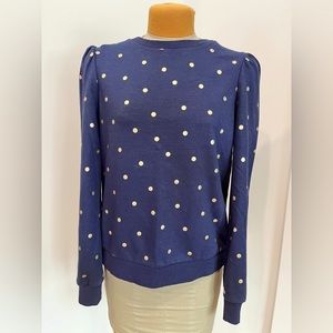 Boden Polka Dot Puff Long Sleeve Navy Blue top.  Size 6